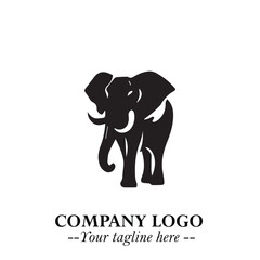 Majestic Elephant Logo Symbol in Black on White Background with Elegant Minimalist Modern Design