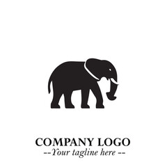 Majestic Elephant Logo Symbol in Black on White Background with Elegant Minimalist Modern Design