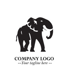 Majestic Elephant Logo Symbol in Black on White Background with Elegant Minimalist Modern Design