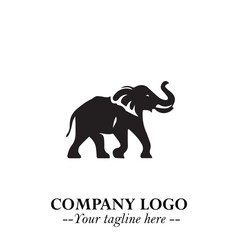 Obraz premium Majestic Elephant Logo Symbol in Black on White Background with Elegant Minimalist Modern Design