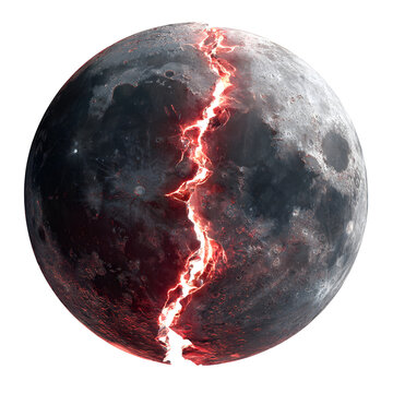 Cracked Moon with Fiery Fissure A Celestial Cataclysm.
