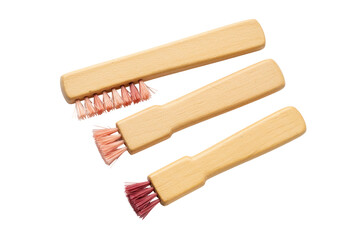 Isolated pastry brushes with wooden handles and different color brush ends for baking