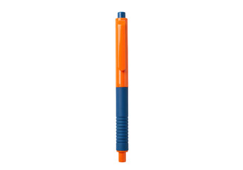 Isolated pen object in vibrant orange and blue color scheme on a neutral background