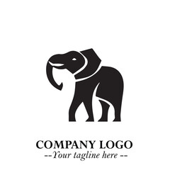 Obraz premium Majestic Elephant Logo Symbol in Black on White Background with Elegant Minimalist Modern Design