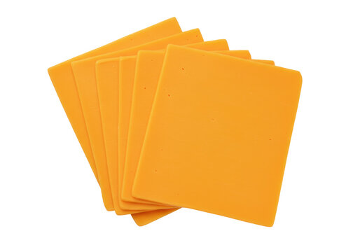 Isolated cheese slices ready for a delicious sandwich or burger preparation on the counter