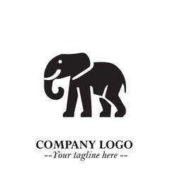 Majestic Elephant Logo Symbol in Black on White Background with Elegant Minimalist Modern Design