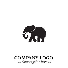Majestic Elephant Logo Symbol in Black on White Background with Elegant Minimalist Modern Design