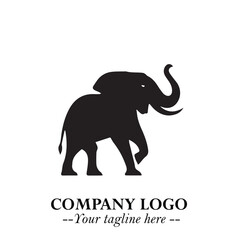 Obraz premium Majestic Elephant Logo Symbol in Black on White Background with Elegant Minimalist Modern Design