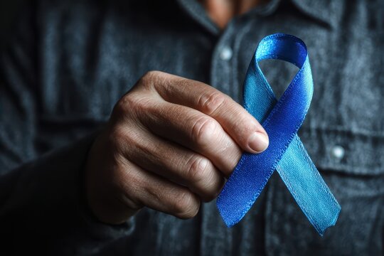 National Prostate Cancer Awareness Month. Symbolic Blue Ribbon Campaign for Men's Health in November - Powered by Adobe