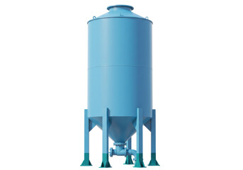 Isolated Vertical Steel Storage Silo, Steel Tank, Chemical or Grain Container, Construction © Ines