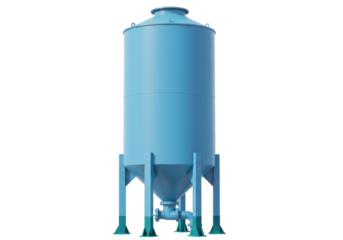 Isolated Vertical Steel Storage Silo, Steel Tank, Chemical or Grain Container, Construction