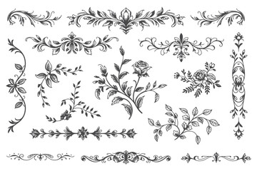 Elegant Branch Flourish Vector Design Floral Ornament Swirl Element Decorative Illustration
