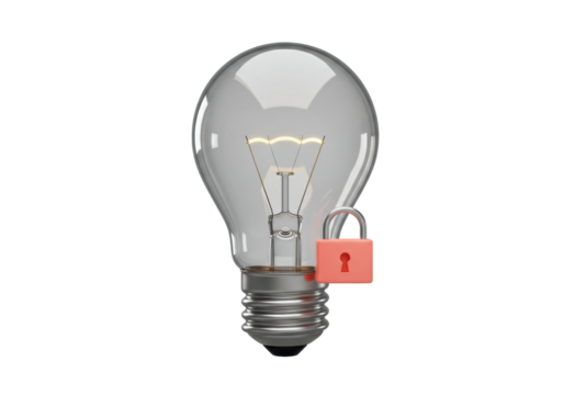 Isolated light bulb security concept idea safety protection system innovation solution