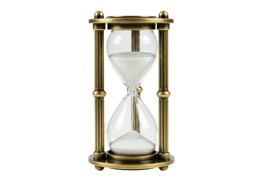 Isolated Antique Sandglass Timer Measuring Time Passing, Old-Fashioned Hourglass Device