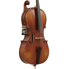 Close-up of a classical stringed musical instrument featuring intricate wood grain detail