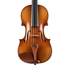 Fototapeta premium Close-up of a classic, wooden stringed instrument with four strings, bridge, f-holes, and a chin rest. It is a solo instrument