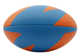 Isolated orange and blue rugby ball for sports, fitness, and recreation activities