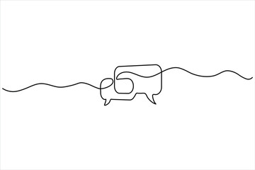 Obraz premium One continuous line drawing of a round bubble inside a square speech bubble