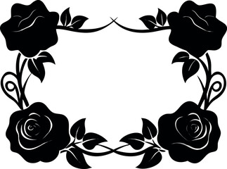 Black Roses Frame Design Elegant Floral Border with Ornamental Details
