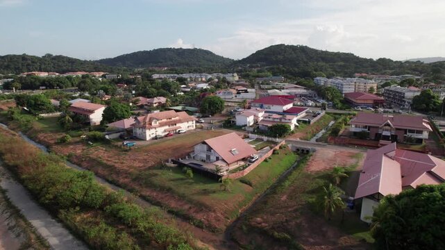 Residential buildings in French Guiana, South America, Rainforest and Jungle, 4K