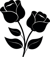 Two Roses in Black and White Illustration Floral Elegance