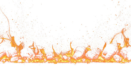 Burning ember border with glowing orange particles clean png