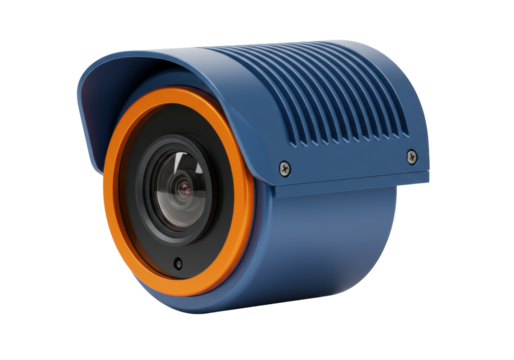 Isolated surveillance camera, safety and security device with housing, lens, screw heads, shade