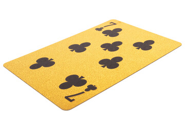 seven club card gambling color gold isolated on white background