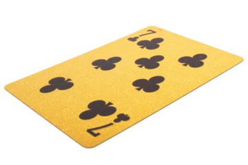seven club card gambling color gold isolated on white background