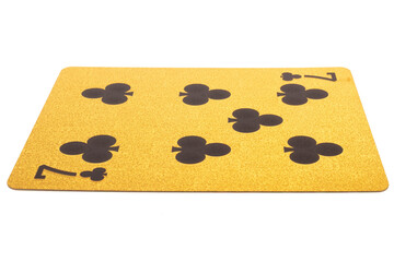 seven club card gambling color gold isolated on white background