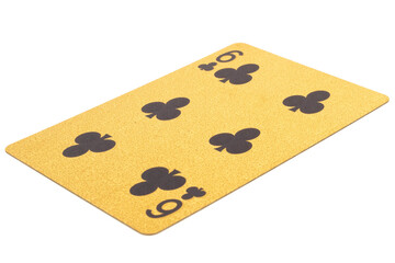 six club card gambling color gold isolated on white background
