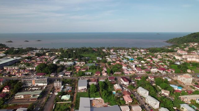Aerial view Cayenne, French Guiana, 4K