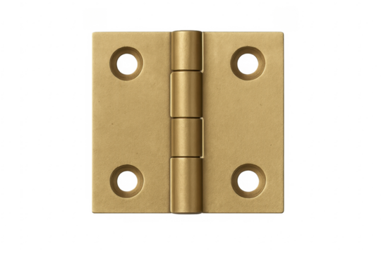 Brass butt hinge for door or cabinet on transparent background