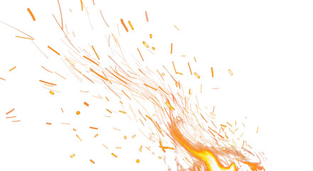 Blurred glowing fire ember sparks on black smoky background overlay clean png