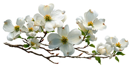 Obraz premium Dogwood Blossoms on Branch A Delicate Floral Display.