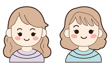 Cute Girl Avatar Illustration Pair
