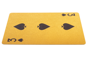3 three card gambling color gold isolated on white background