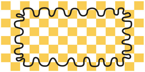 Yellow Checker Wavy Rectangle Frame
