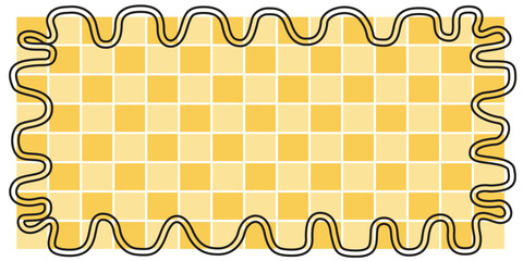 Yellow Grid Wavy Rectangle Border

