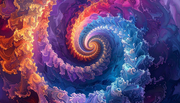 Intricate Colorful Abstract Spiral Flow Background
