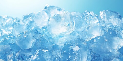 Obraz premium Coolness in Sharp Blue Ice Cubes and Shards, Abstract Shapes in a Chilling Transparent Texture