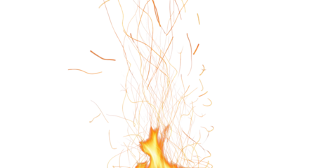 Blurred glowing fire ember sparks on black background clean png