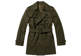 Naklejka premium Isolated trench coat, double breasted with belt, a timeless classic for the modern wardrobe