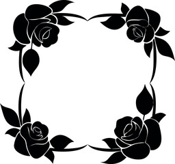 Elegant Black Rose Border Design Perfect for Invitations, Decorations, and Floral Art Projects