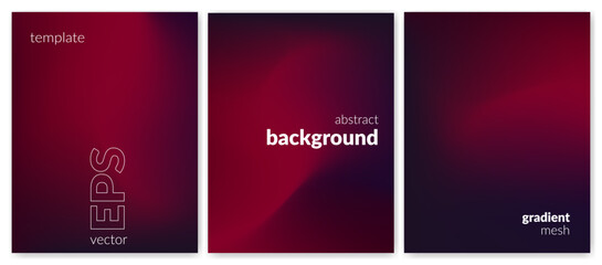 Abstract liquid background set. Gradient mesh. Effect dark color blend. Blurred fluid colorful mix. Modern design template for web covers, ad banners, posters, brochures, flyers. Vector image EPS
