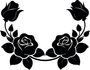 Elegant black rose floral border design, perfect for invitations and decorative accents