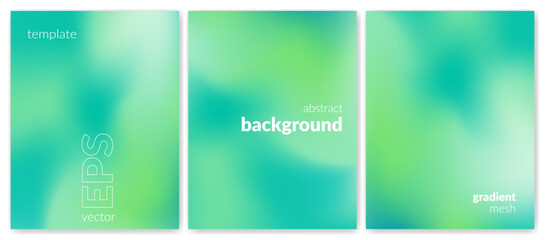 Abstract liquid background set. Gradient mesh. Effect blend nature color. Blurred fluid colorful mix. Modern design template for web cover, header, ad banner, poster, brochure, flyer. Vector image