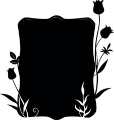 Elegant Floral Silhouette Frame Design for Art, Decor, and Invitations in Classic Style