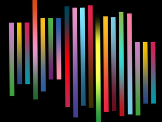 ntensely modern creation showcasing sleek vertical streams of colorful light against a stark black backdrop, creating a deep digital flow; this image for graphic design, UI, UX.