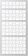 4 Puzzle scheme Cutting template grids. Jigsaw set for thinking game. Simple mosaic background with separate details. Frame tiles. Vector illustration.